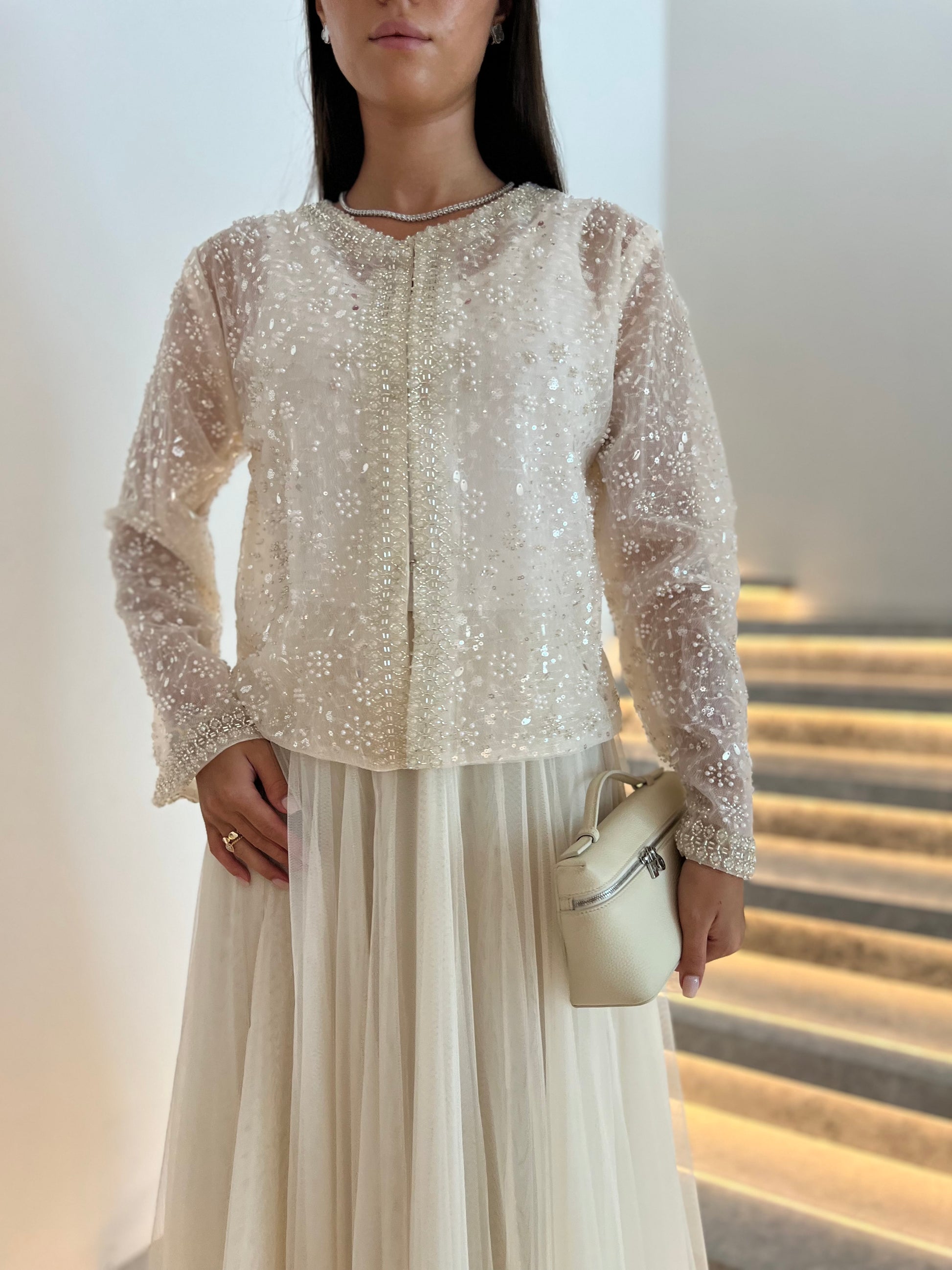 White top with skirt