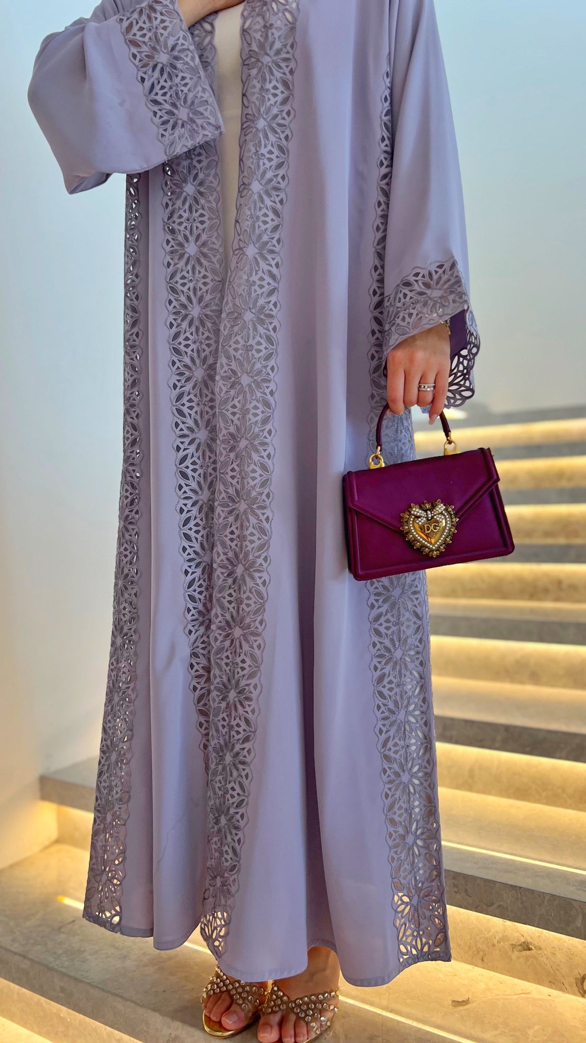 Laser Floral Abaya with Sheila