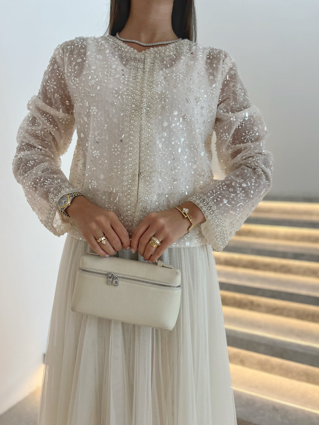 White top with skirt