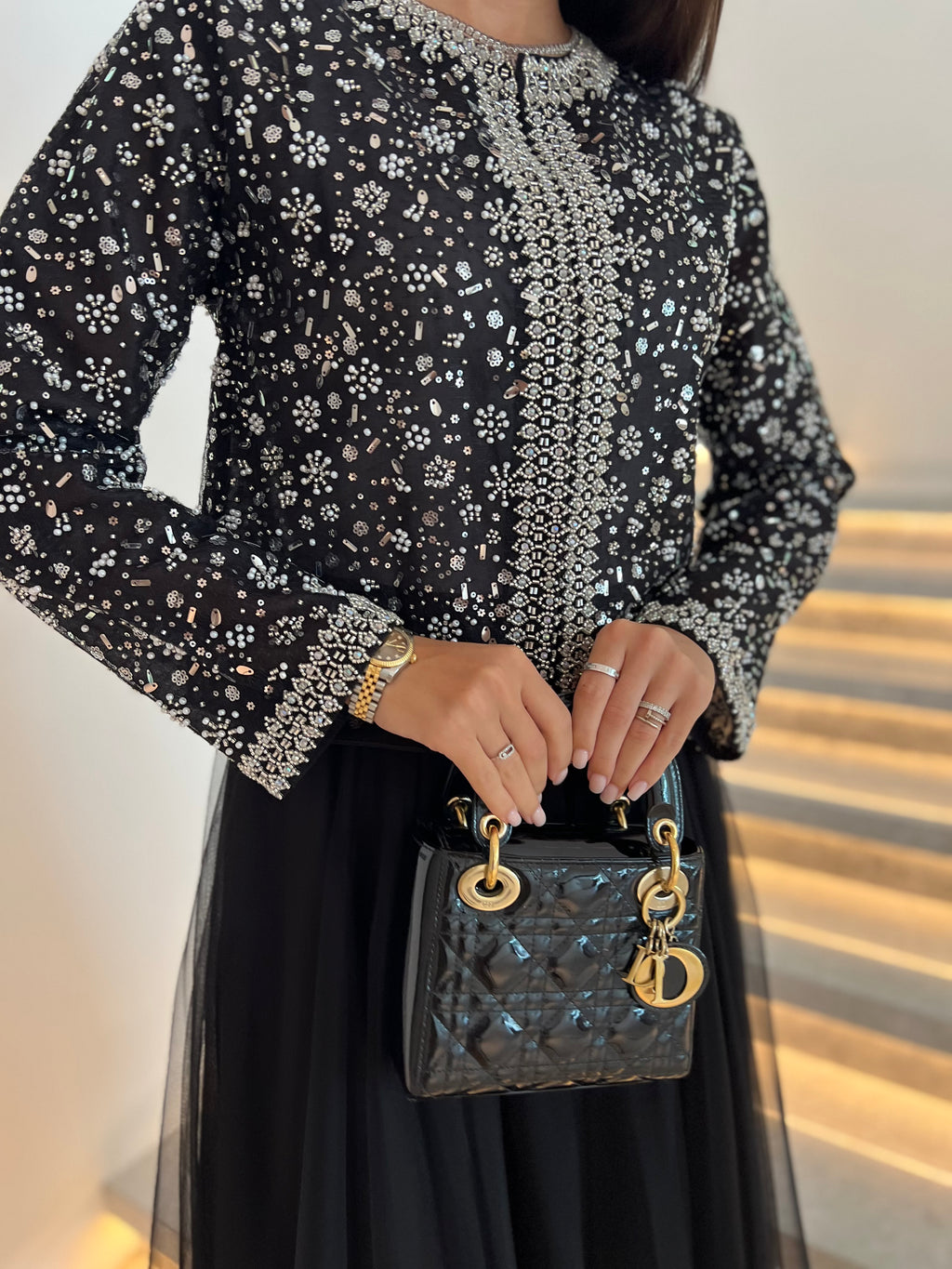 Black top with skirt