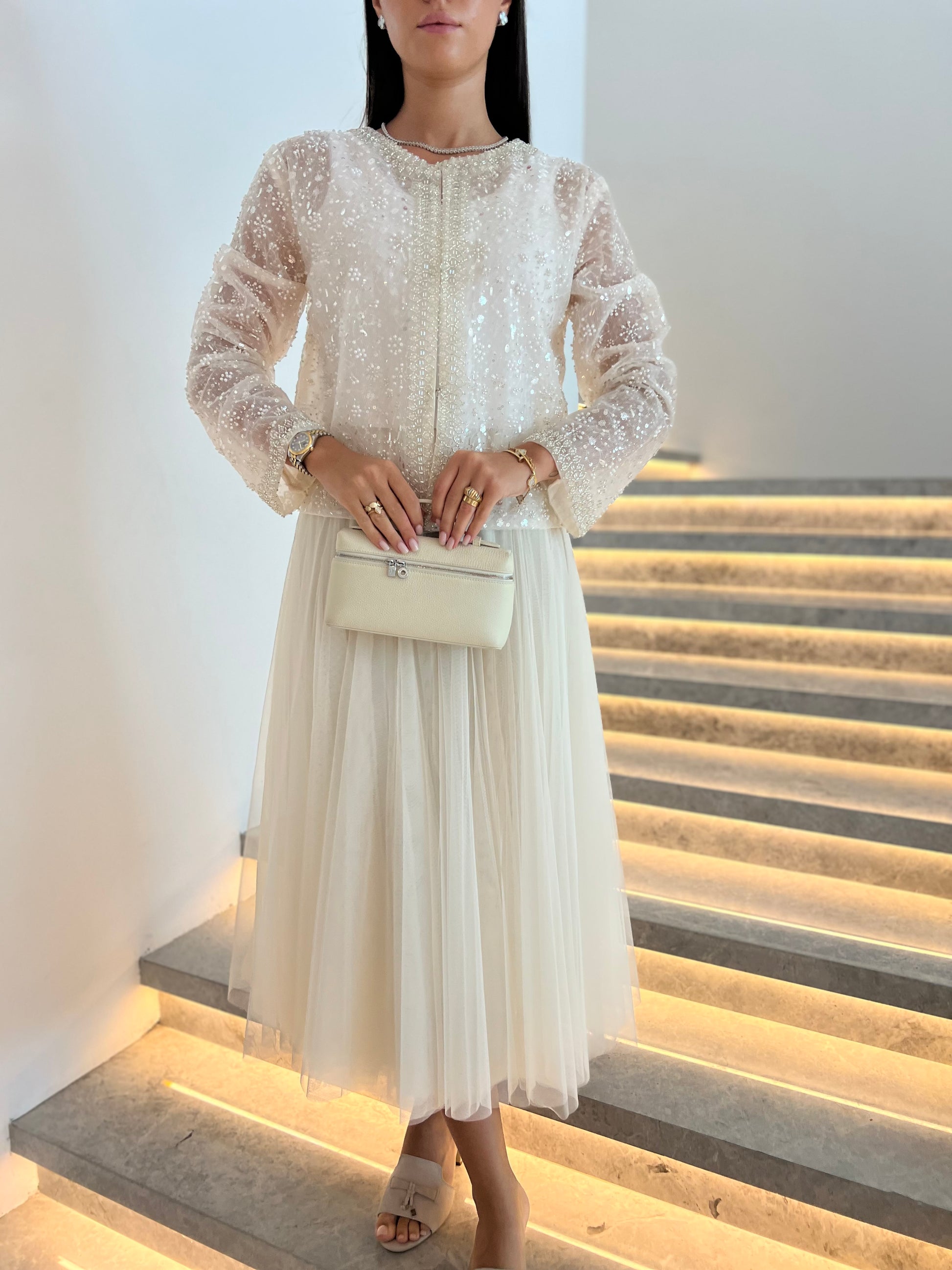 White top with skirt