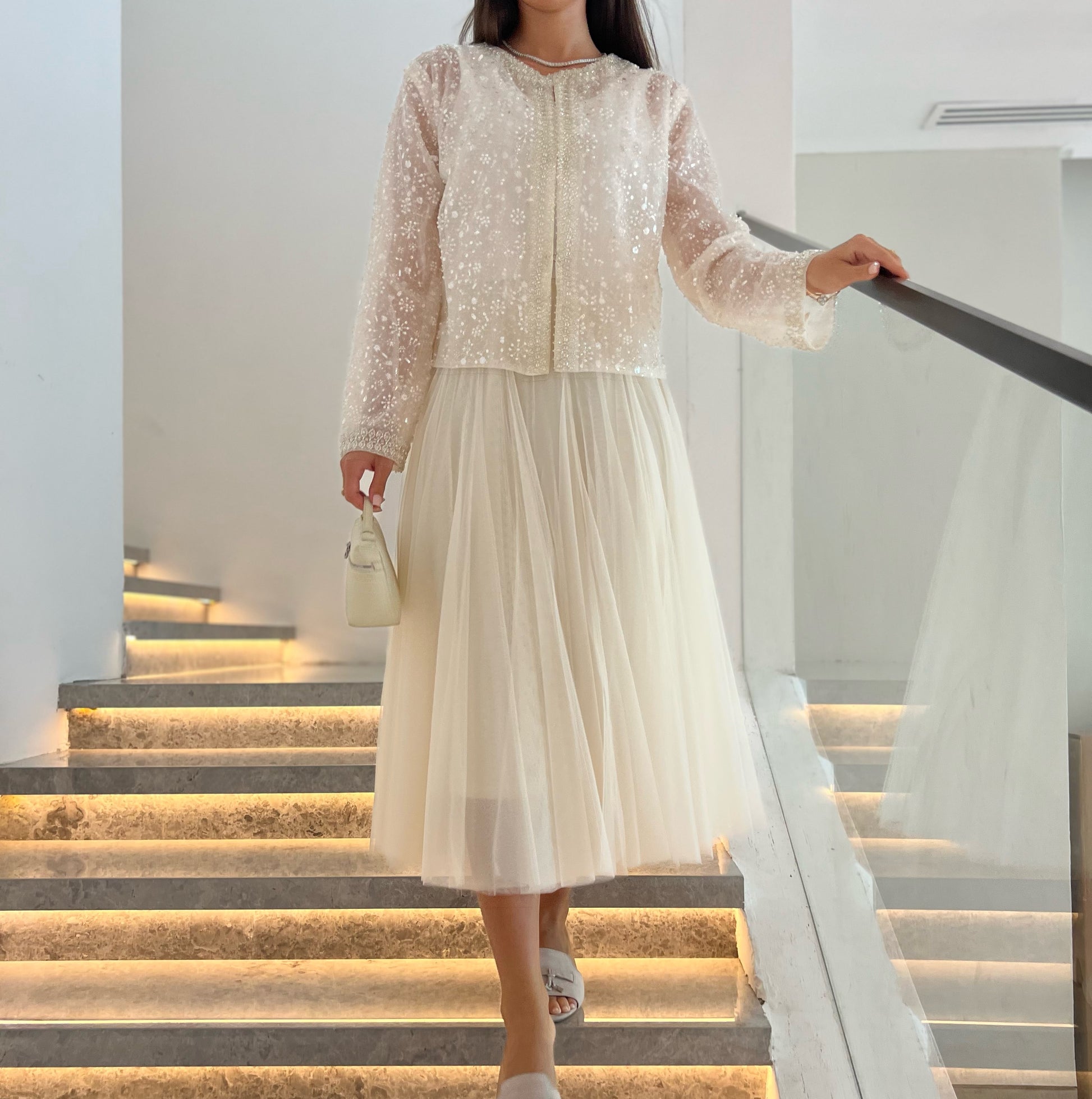 White top with skirt