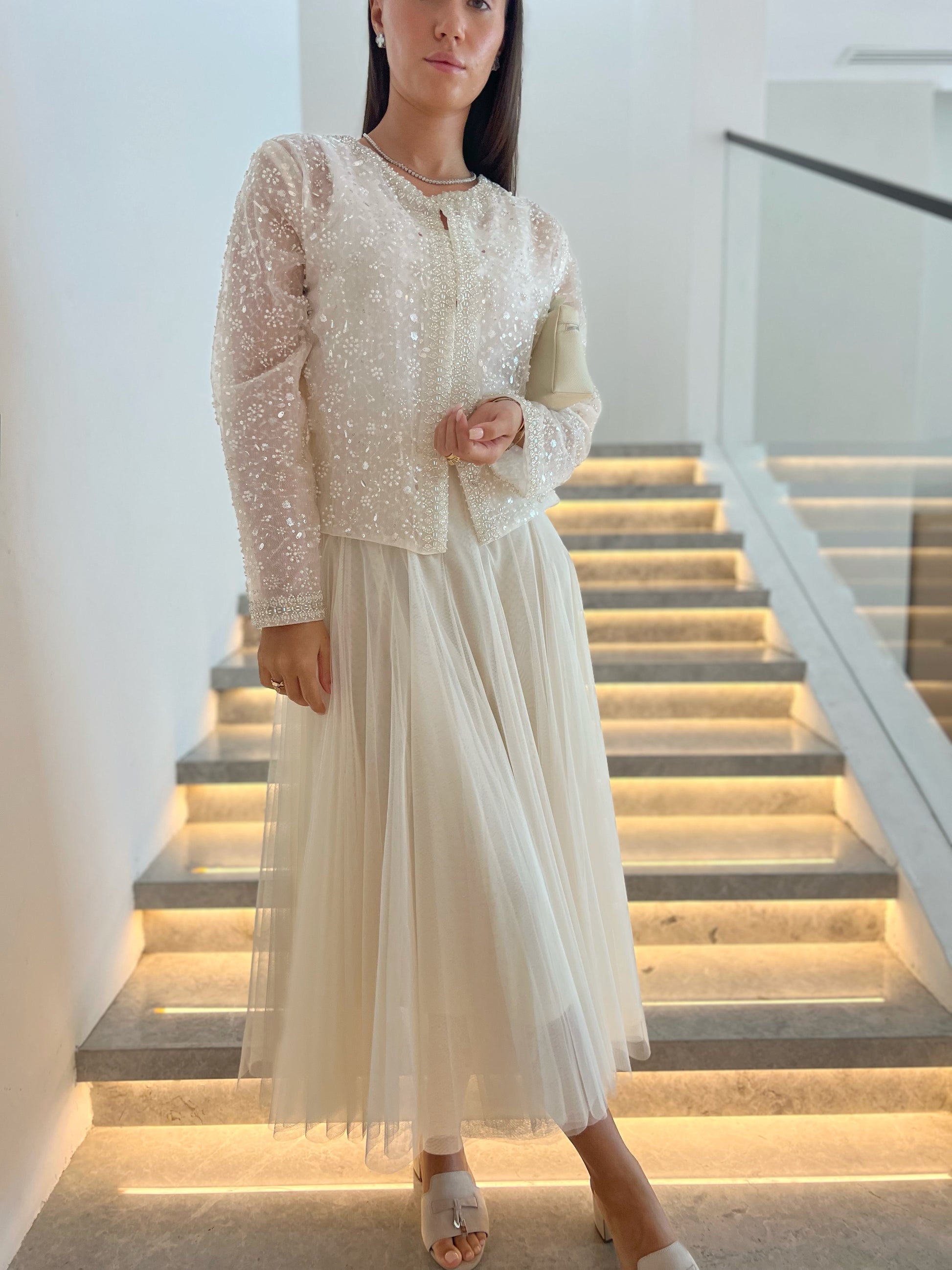 White top with skirt