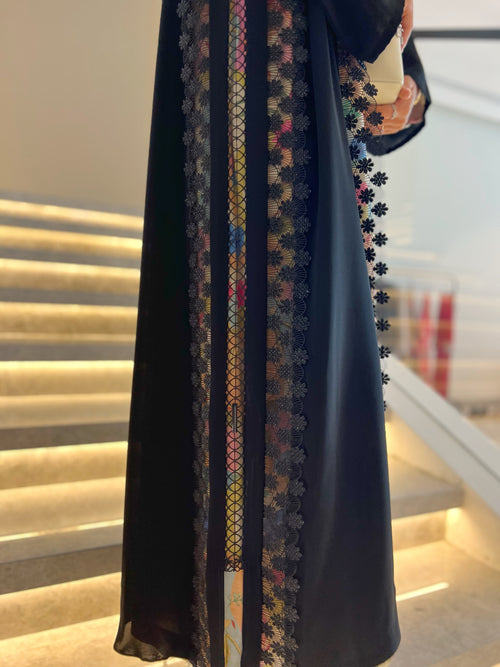 Front-Embroidered Lace Abaya – NADA