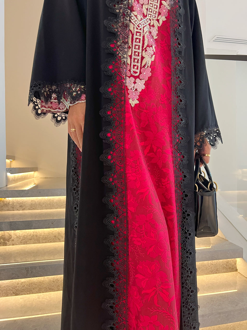 Luxury Lace Abaya – NADA (Black)