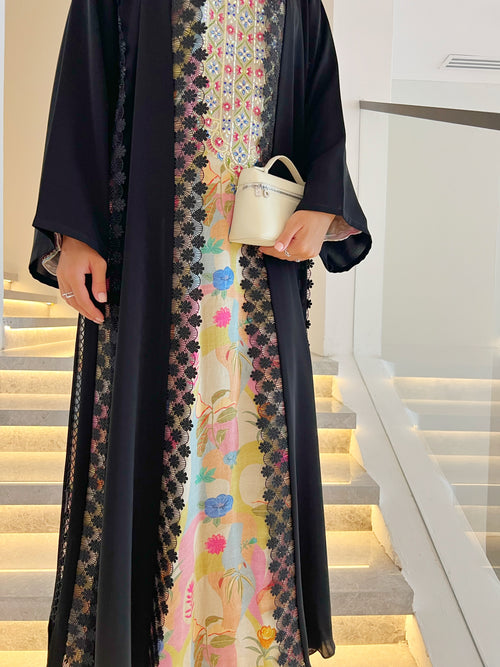 Front-Embroidered Lace Abaya – NADA